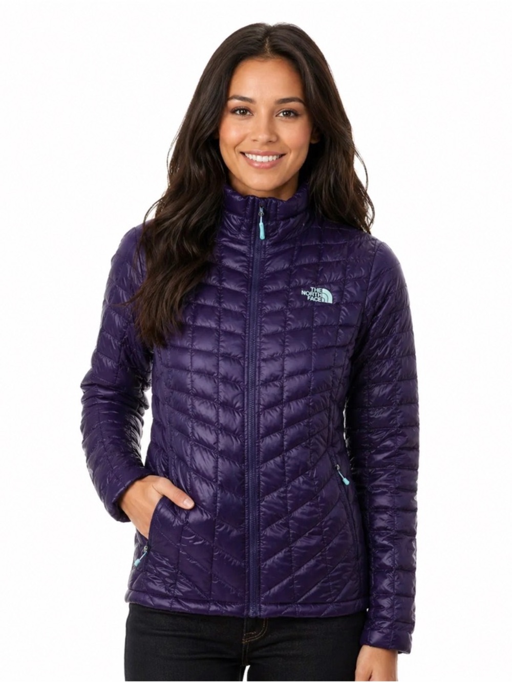 The North Face ThermoBall Jacket Purple Full Zip Primaloft Puffer - Size S